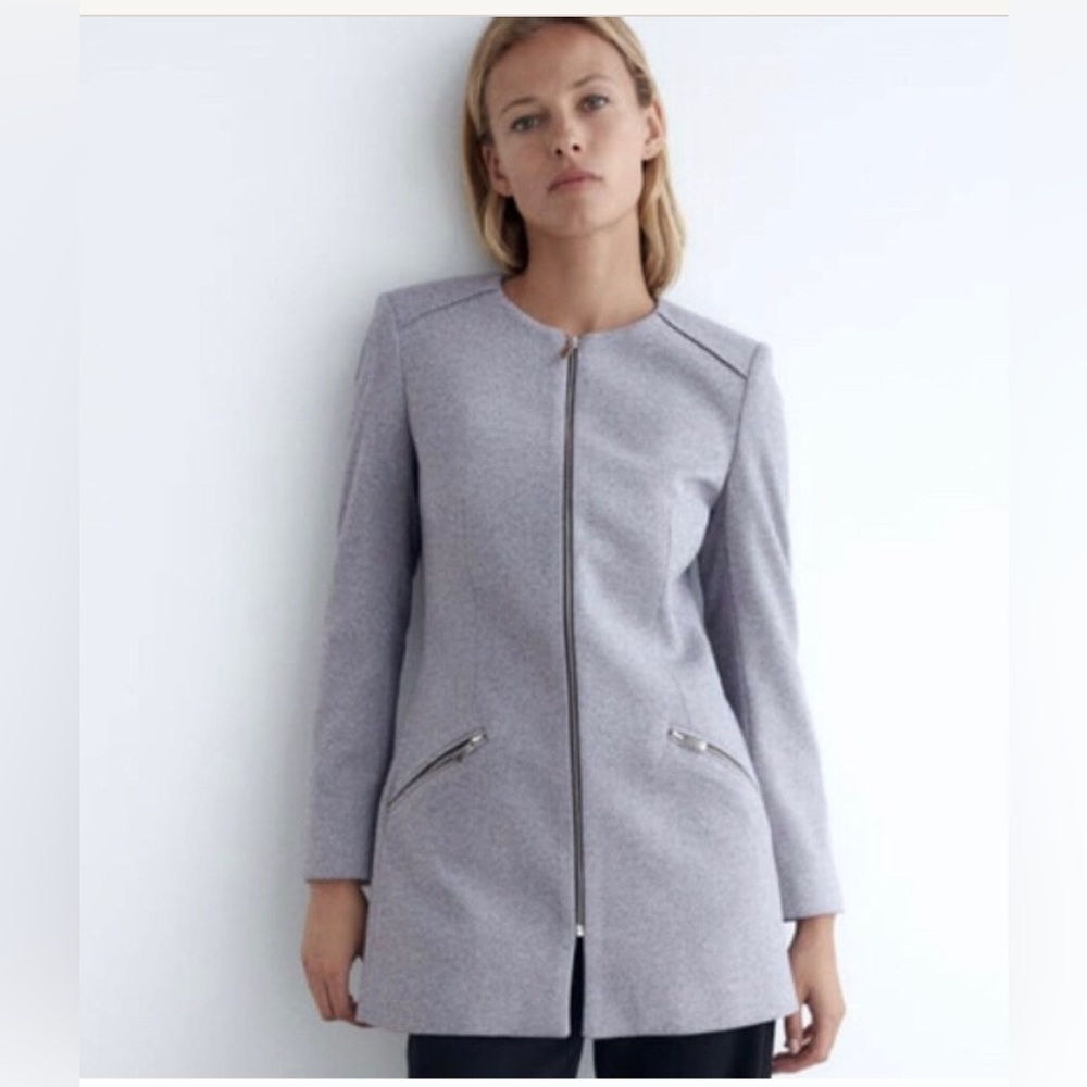 NWT Zara flecked zip front Frock coat - Picture 14 of 16